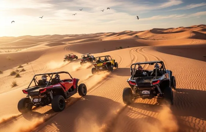 4x4 dune bashing during Dubai desert safari with quad bike