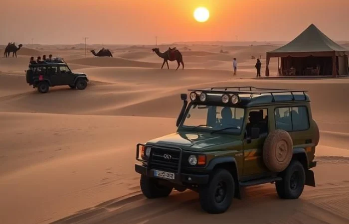 Live belly dance and entertainment at evening desert safari BBQ dinner Dubai